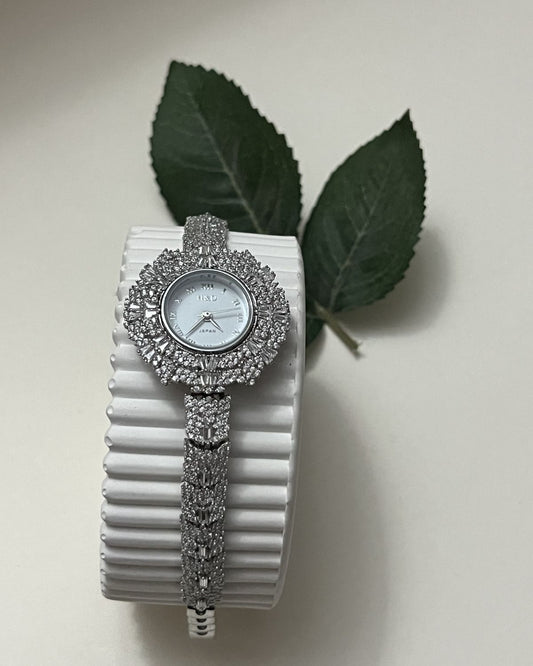 Rodyum Kaplı Zirkon Taşlı Kadın Saat 18 cm 100363