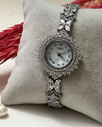 Rodyum Kaplı Zirkon Taşlı Kadın Saat 18 cm 92796