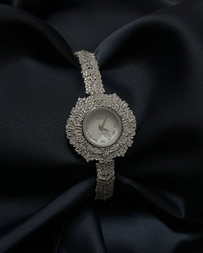 Rodyum Kaplı Zirkon Taşlı Kadın Saat 18 cm 100363